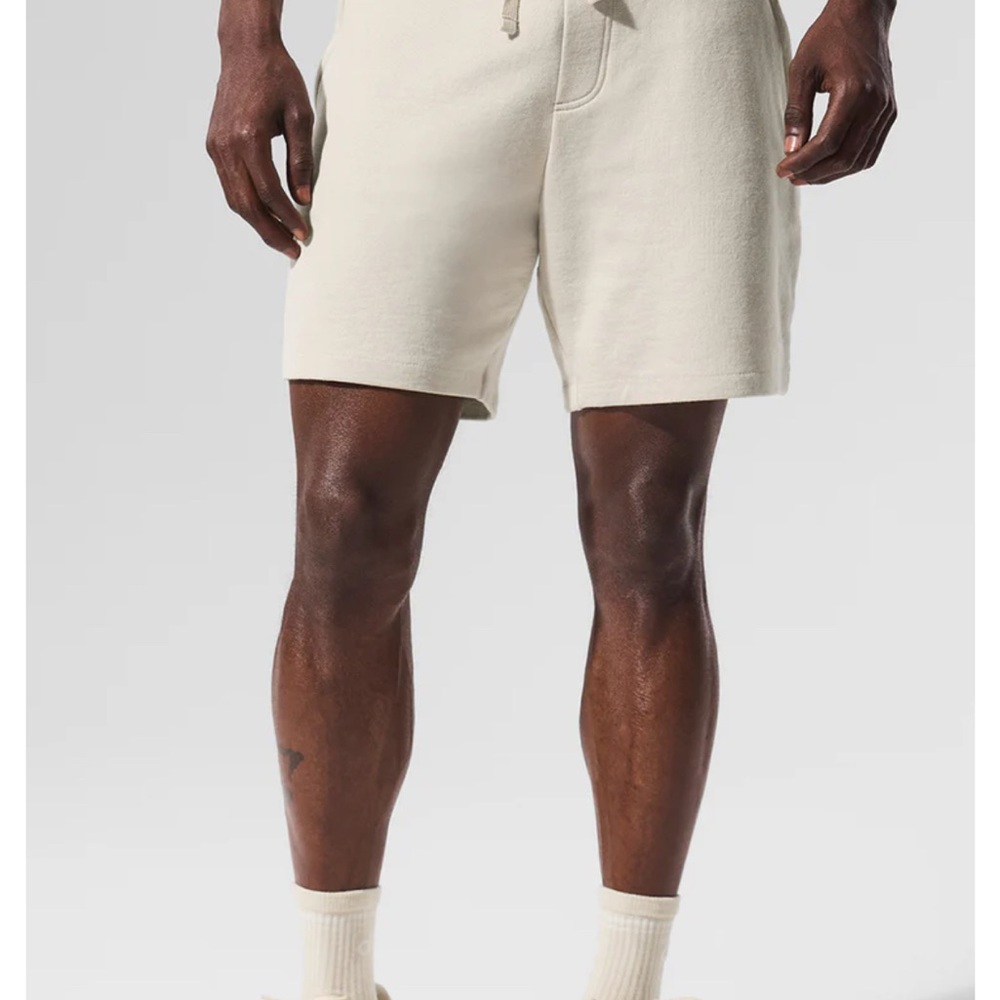 ALO Yoga Cream Athletic Shorts Soft Cotton-Blend